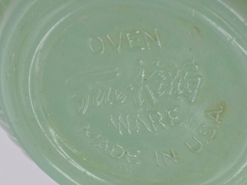 VINTAGE ANCHOR HOCKING FIRE KING JADEITE JANE RAY PATTERN CUP & SAUCER SET of 2 - Picture 20 of 22