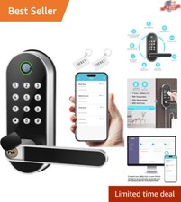 Advanced 6-in-1 Keyless Entry Lock: Fingerprint, Code Key Fob Access, Silver