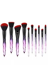 10 Pcs Makeup Purple Crystal Handle Brush Set Foundation Concealer Blush Shadow