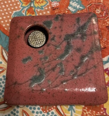 Pottery Flower Vase With built In Metal Frog