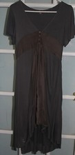 Ladies dark gray stretch dress high low size large NWT fishtail $58 spring SS