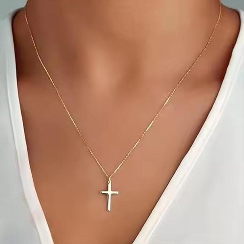 Stainless Steel Cross Pendant Necklace For Women | GOLDEN Y9B7 - Picture 6 of 11