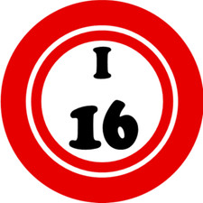 I 16 I16 Bingo Ball - 3 Inch Circle Sticker 3" x 3" - Hobby Number Board Lucky