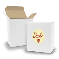 Itenga Set Danke (Motiv1) 24Xfaltschachtel Quader Weiß Innen Braun + Sticker