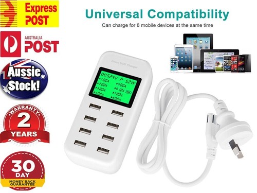 USB Hub Charging Station 8 port Phone Charger Multi Dock Charger Power Adapter - Afbeelding 1 van 9