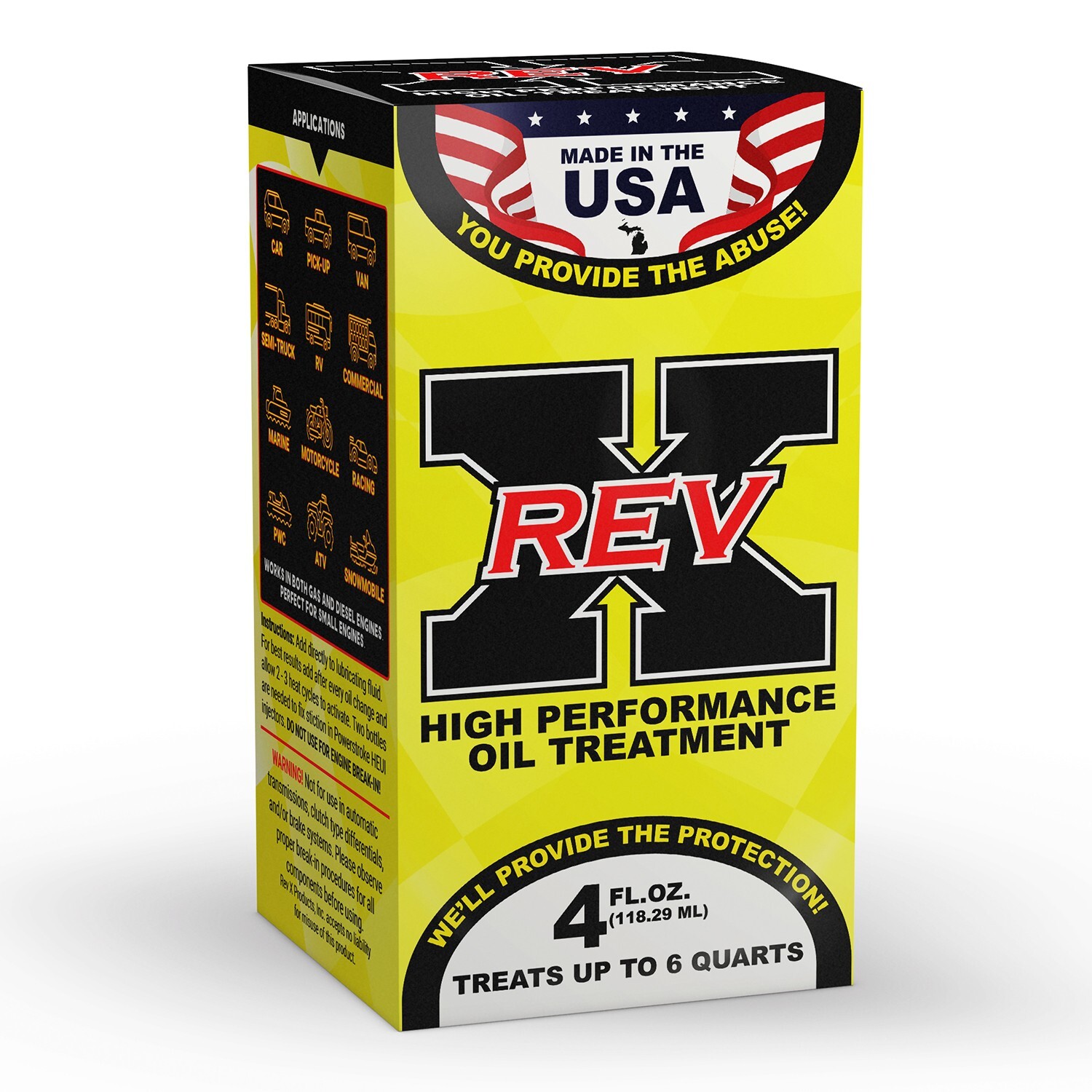 REV X High-Performance Oil Treatment - 4 fl. oz. For Diesel or Gas Engines
