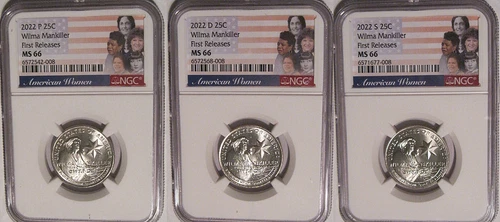 2022 P D S Wilma Mankiller 25c NGC MS 66 American Women Quarter FIRST RELEASES