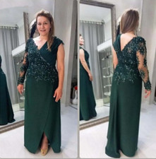 Plus Size Mother Of The Bride Dresses A-line V-neck Chiffon Appliques Beaded