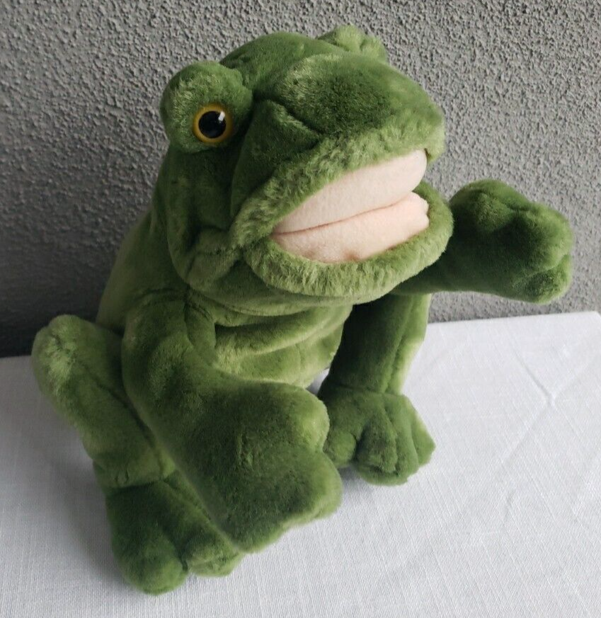 EUC Vtg Russ CROAKER Grn Frog Hand Puppet Plush Stuffed Animal 10