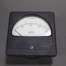 Vintage Westinghouse RPM Gauge Square Panel Meter 0-80 RPM