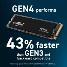 Crucial P3 Plus 1TB M.2 NVMe SSD - PCIe Gen4, 5000/4200 MB/s - Fast Gaming 