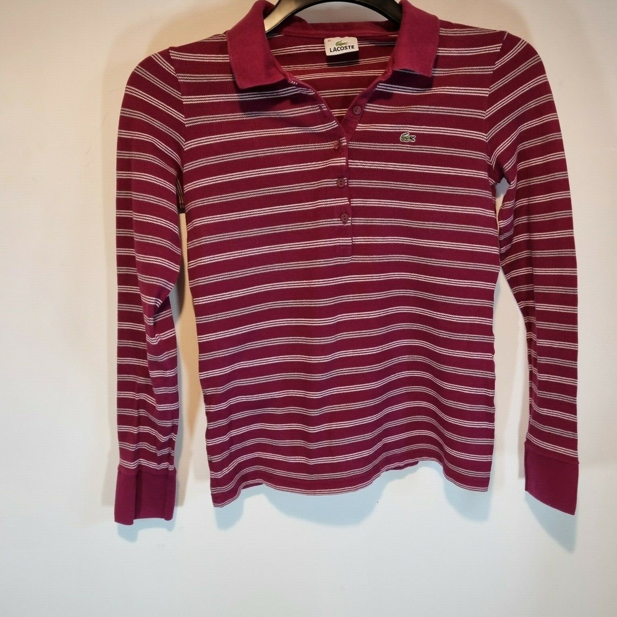 Lacoste Women's F5321 Striped Polo Shirt, Size 40 (UK 10