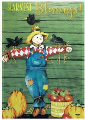 HARVEST BLESSINGS! SCARECROW 12.5'' X 18'' GARDEN FLAG 11-3540-273 RAIN OR SHINE