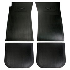 1964-73 Ford Mustang Coupe Fb Convertible Pony Black Rubber Floor Mats Set