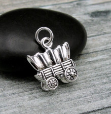 Silver Covered Wagon Charm - Conestoga Wagon Charm - Old West Charm Jewelry