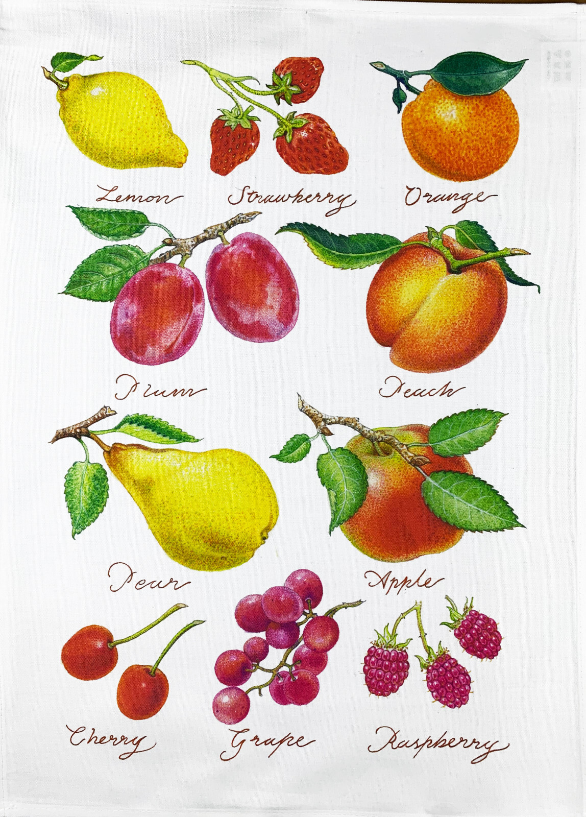 The Fruit Collection Tea Towel , machine washable, cotton, hand drawn