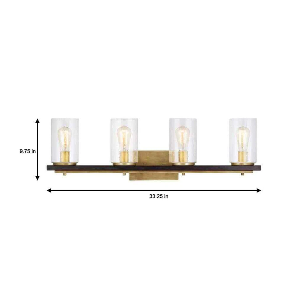 Hampton Bay Boswell Cuarto 4 Luces Vintage Latón Tocador Luz Negro Envejecido Foto 3 de 4