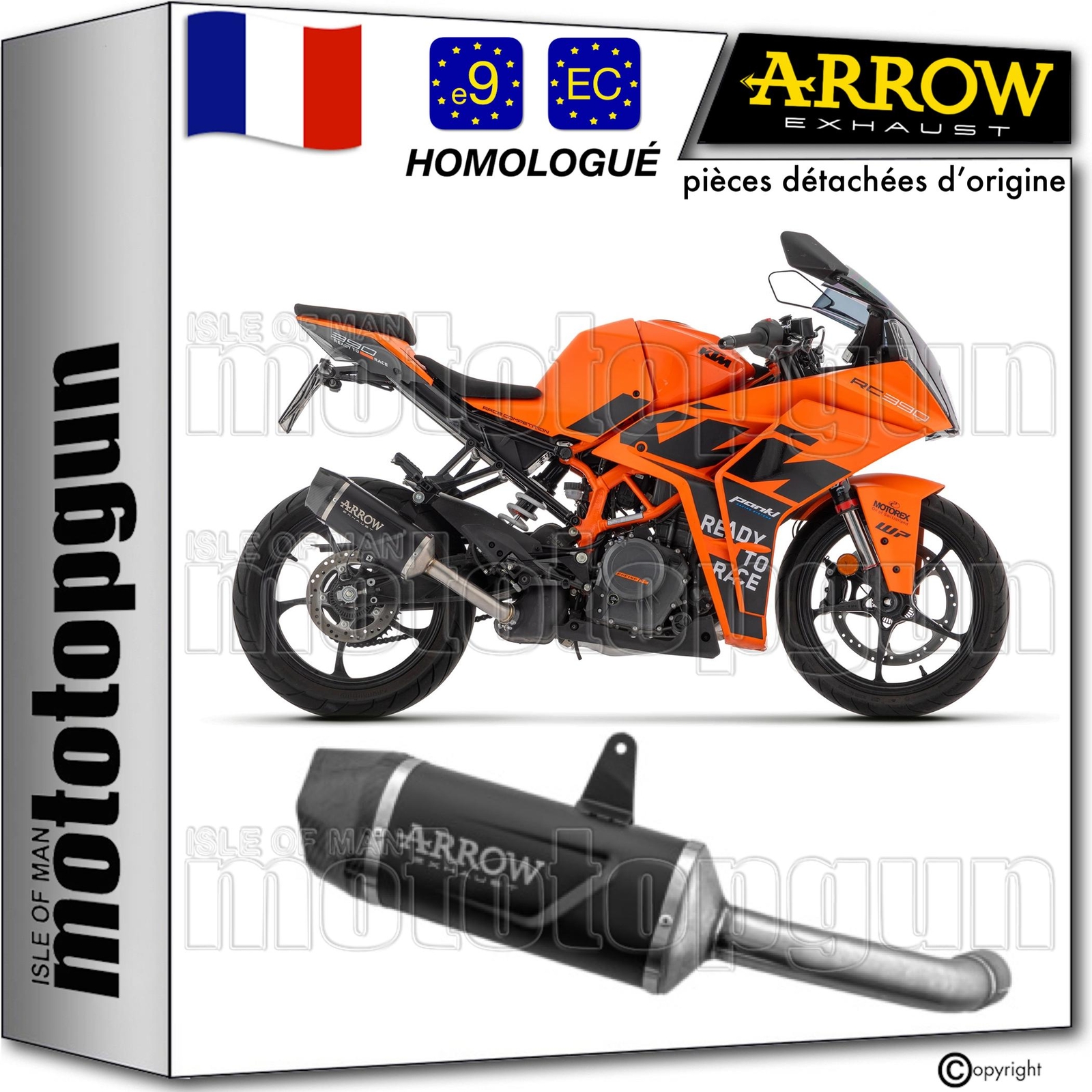 Silencieux Arrow Indy-Race Evo noir pour moto KTM RC 390 2022