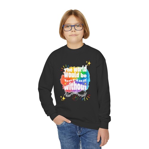 Sudadera cuello redondo The World Would Be Boring Without Neurodiversity para niños jóvenes - Imagen 4 de 17