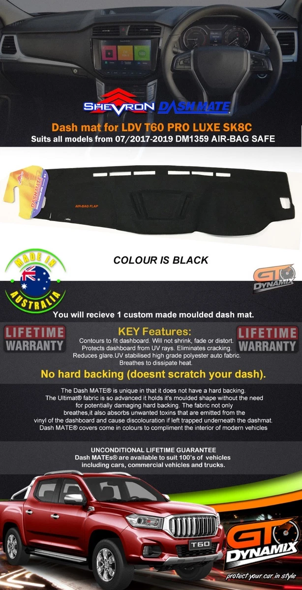 Dash mat for LDV T60 PRO LUXE SK8C Suits all models July 2017 2024