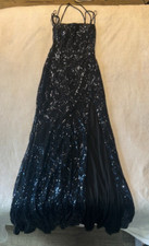 Navy and Black Sequin Formal Dress