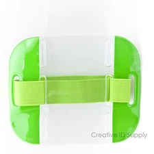 Reflective Green Arm Band Photo ID Badge Holder Vertical w/ Elastic Green Band