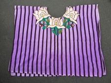 Vintage Guatemala Huipil Floral Purple Stripe