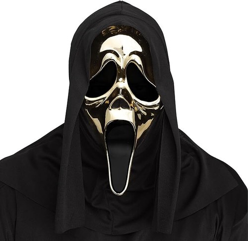 Scream Mask Chrome Ghost Face Licensed Fun World Costume Accessory Gold / Silver - Picture 6 of 9