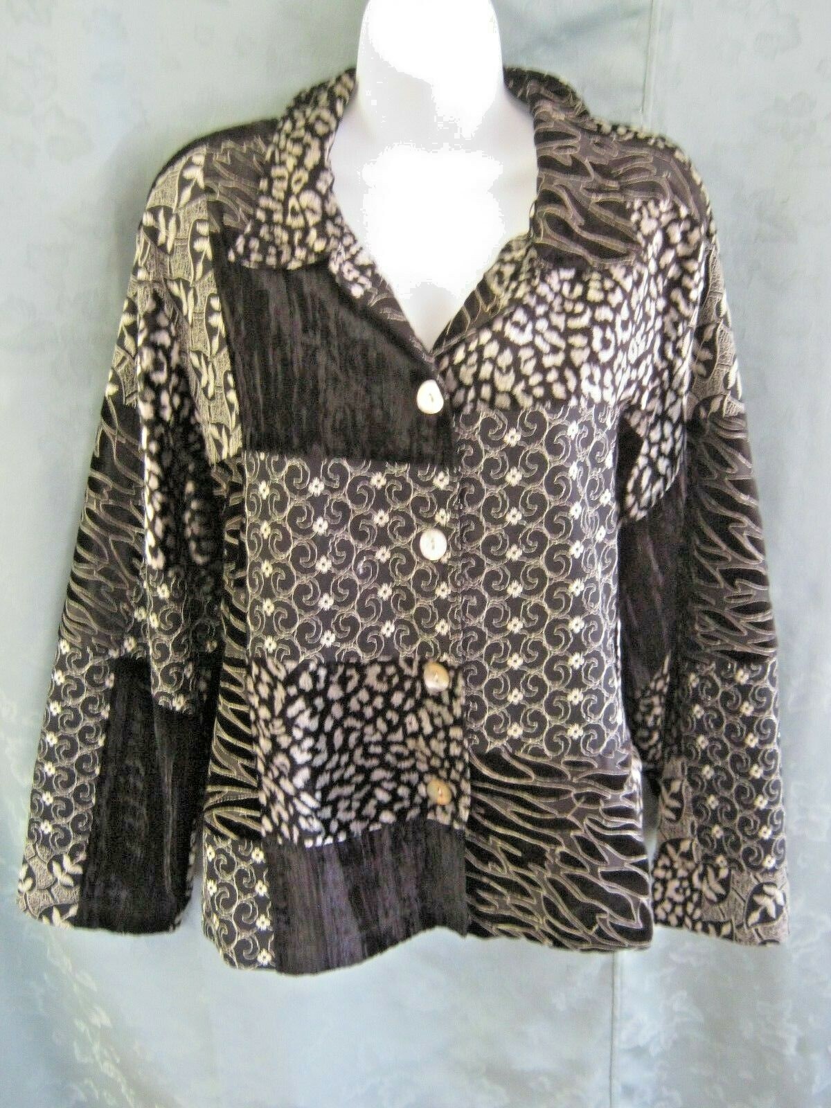 Multiples Blazer Size Large Patchwork Mixed Media… - image 1