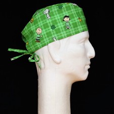 Peanuts Gang Characters Snoopy Charlie Brown St. Patrick's Day Theme Scrub Hat