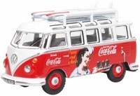 NEU Oxford Diecast 1:76 VW T1 Bus/Surfboards Coca Cola - 76VWS008CC