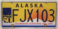 Alaska Nummernschild USA Auto-Kennzeichen Original Schild US License Plate FJX