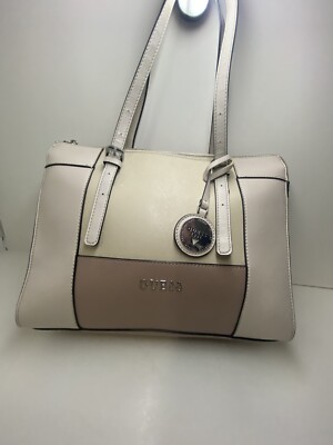 Guess Color Block Handbag Combination of Beige Cream and Mauve