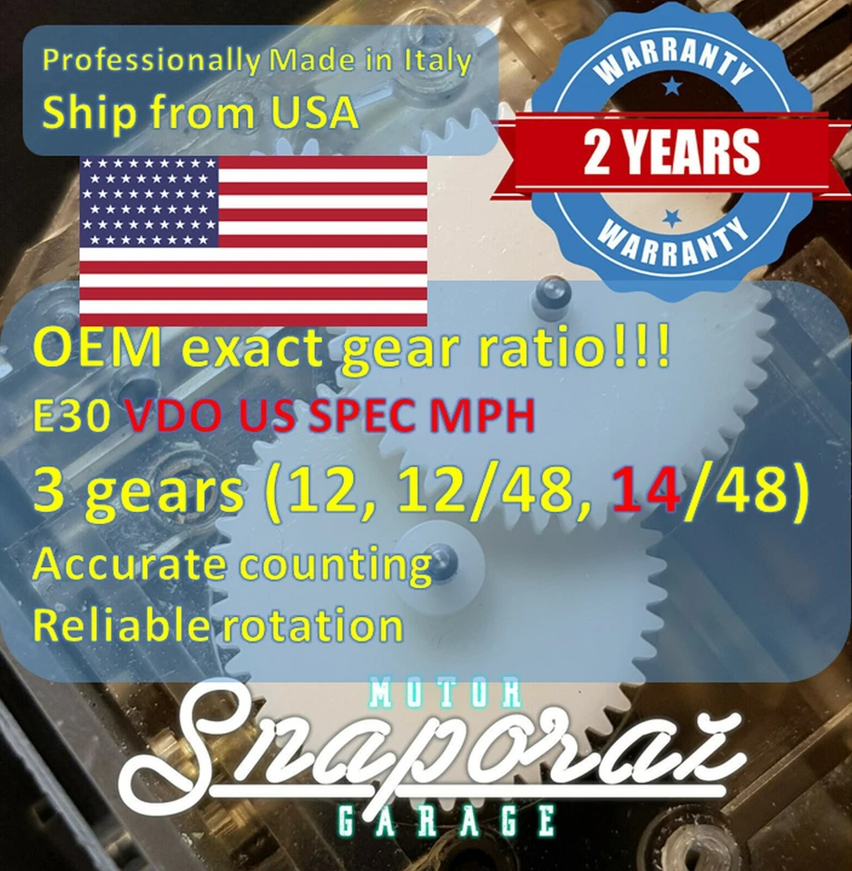 BMW E30 US spec MPH cluster VDO velocímetro 318 325 M3 odómetro reparación engranajes Foto 2 de 4