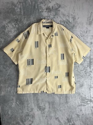 Vtg 90s Y2K Loop Collar Leakwear Hawaiian Shirt 2XL Baggy Hip Hop Allover Print