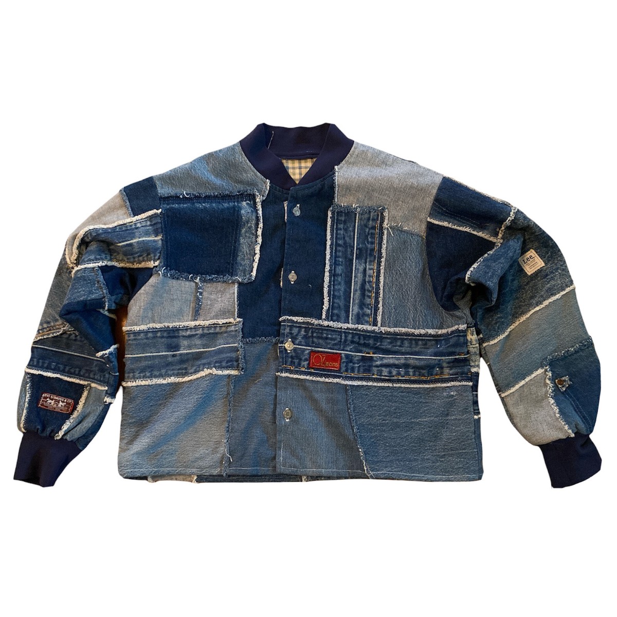 Vintage Patchwork Denim Jean Jacket Handmade Womens M? 1980s