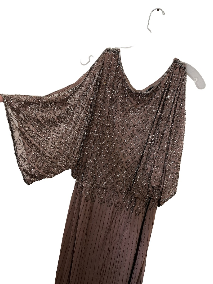 Pisarro Nights 14W Mother Of Bride Dress Full Length Beaded Cold