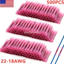 500PCS Red Heat Shrink Waterproof Wire Connectors 22-16 AWG Butt Seal Terminals