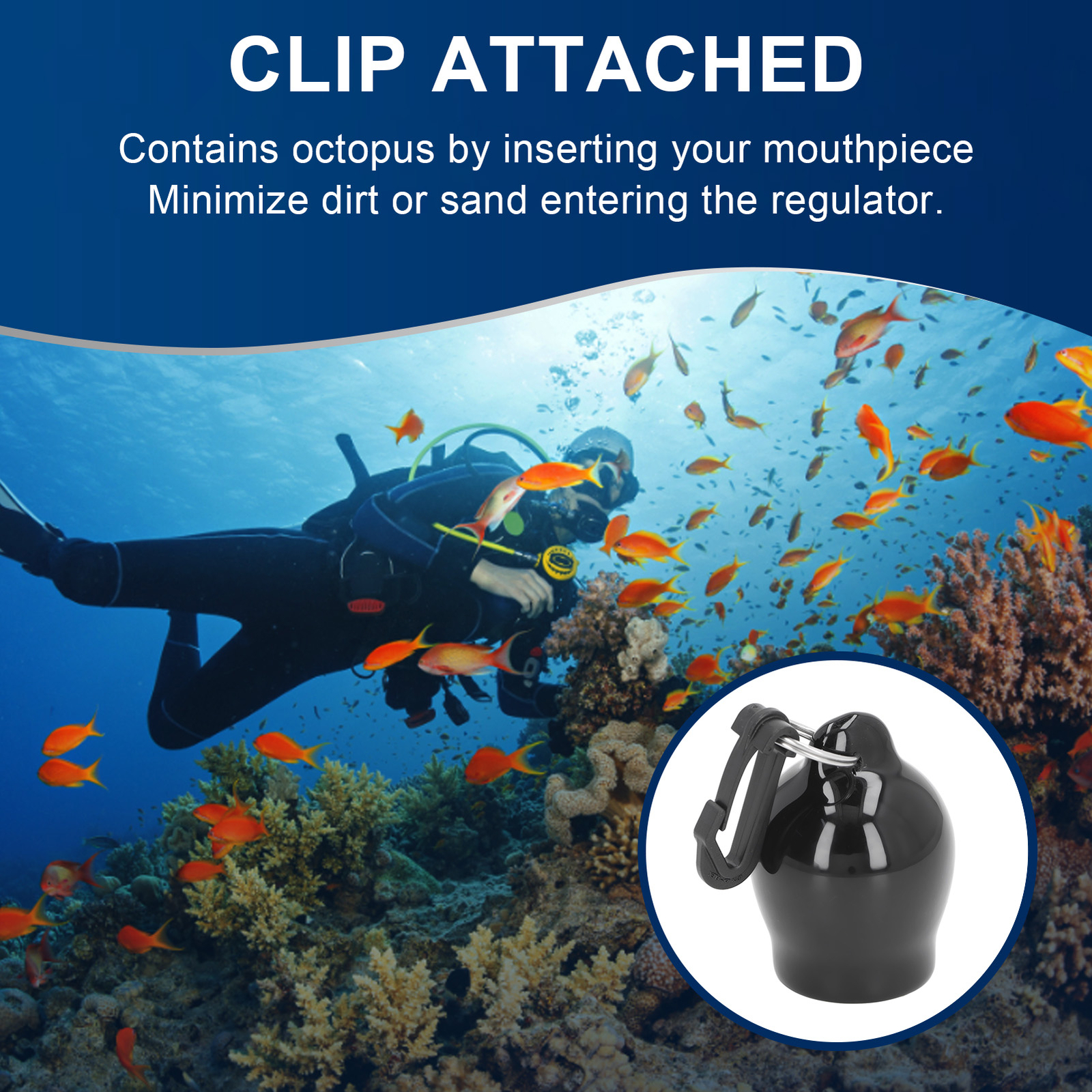 Scuba Diving Skum Ball Regulator Mouthpiece Cover With Clip Scuba Dive