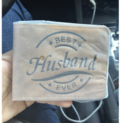 Men's Beige Bifold Wallet Graphic Print ''Best Husband Ever'' Love Theme