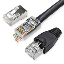50 Pack Cat 6 Pass Through Shielded RJ45 Connector with Strain Relief Boots