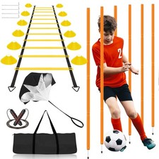 Vztipki Speed  Agility Training Equipment-20ft Agility Ladder, 6 Poles, 12 Socc
