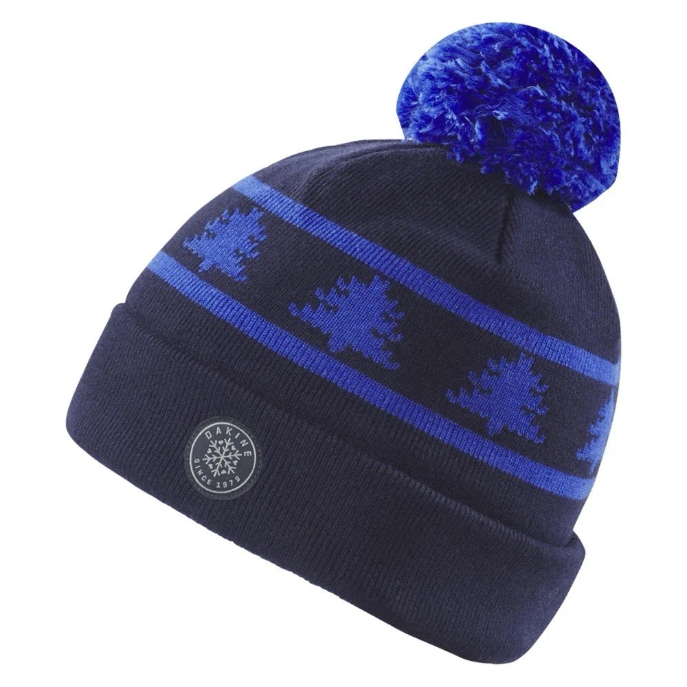 Dakine Jack Pine Merino Wool Pom Beanie Winter Hat Fleece Lined Sky Deep Blue
