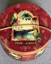 Once Upon A Rose Catherine Jones Hat Box Hotel Oceano Tropical 12-1/8" Round EXC