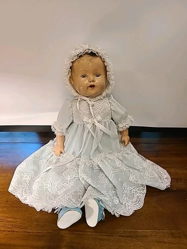 Antique Vintage 1930s Composition Baby Doll Eyes Open/Close, Teeth. Read.