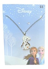Girls Disney Frozen Silly Upside Down Olaf Snowman Necklace Silver Plated