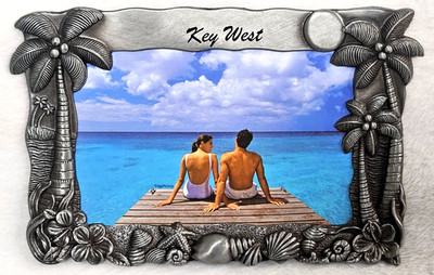Pewter Photo Frame Key West  New  Metal Picture 5.75 x 3.75''