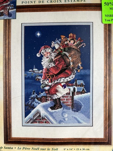 Dimensions Rooftop Santa 2002 Dimensions Stamped Cross Stitch Kit #8691 Rooftop Santa Claus ...