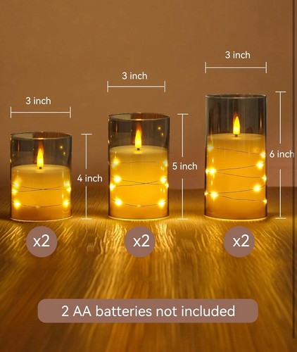 6pcs LED Flameless Battery Operated Candles with Star Strings - Picture 7 of 8