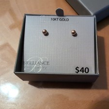New In Box 10K Yellow Gold Ball Stud Earrings 4MM